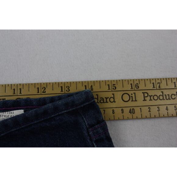 VTG Y2K Rave 4 Real Midrise Dark Wash Flair Wide Leg Jeans‎ Sz 5 purple - Picture 7 of 14